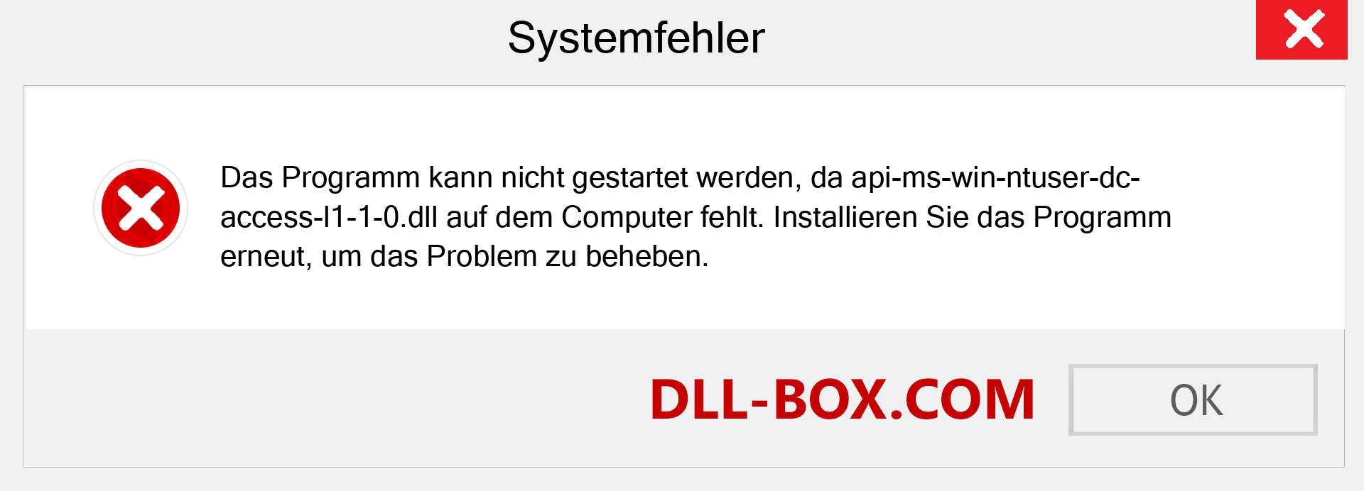 api-ms-win-ntuser-dc-access-l1-1-0.dll-Datei fehlt?. Download für Windows 7, 8, 10 - Fix api-ms-win-ntuser-dc-access-l1-1-0 dll Missing Error unter Windows, Fotos, Bildern